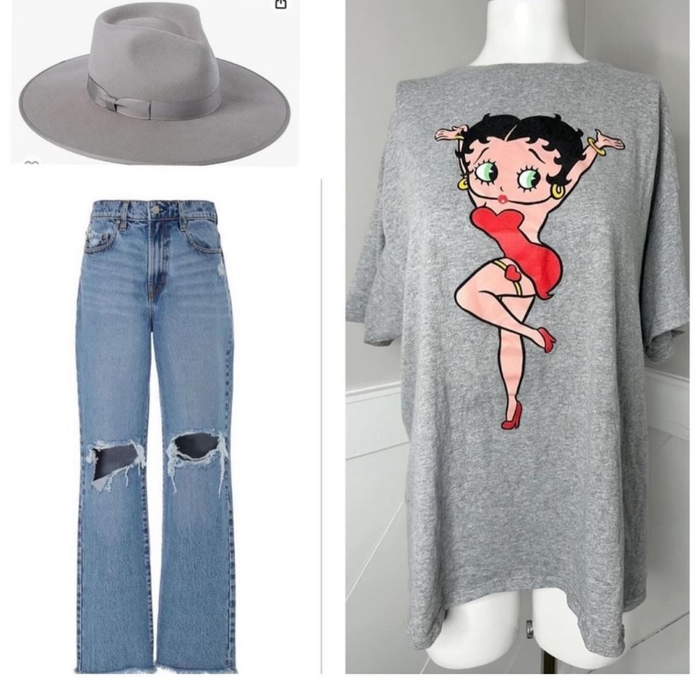 BETTY BOOP GREY SHORT SLEEVE TEE SIZE XL